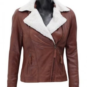 Women’s_Waxed_Leather_Tan_Brown_Shearling_Jacket