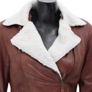 Women’s_Waxed_Leather_Tan_Brown_Shearling_Jacket_1