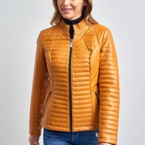 Women’s_Yellow_Leather_Puffer_Jacket_1